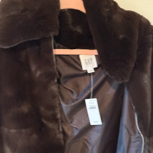 Elegant Brown Faux Fur Jacket Gap - Picture 4 of 4